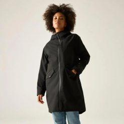Parka dla kobiet Regatta Levita. Czarne parki damskie Regatta, m, z materiału, z kapturem. Za 298.50 zł.