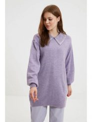 Trendyol Sweter w kolorze lawendowym rozmiar: onesize. Różowe swetry klasyczne damskie Trendyol, bez kołnierzyka. Za 65.99 zł.