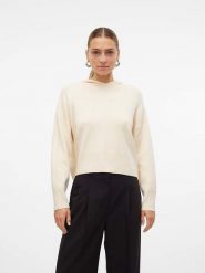 Vero Moda Sweter w kolorze kremowym rozmiar: L. Brązowe swetry klasyczne damskie Vero Moda, l, bez kołnierzyka. Za 127.45 zł.