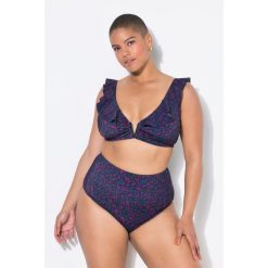 Damskie Figi od bikini wysoki stan kolorowy wzór w panterkę. Niebieskie bikini Ulla Popken, bez wzorów, z elastanu. Za 93.99 zł.
