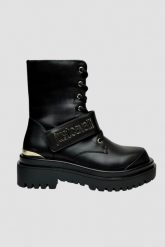 JUST CAVALLI Czarne damskie botki FONDO BOURNE. Czarne botki damskie Just Cavalli, bez obcasa, bez zapięcia. W wyprzedaży za 499.99 zł.