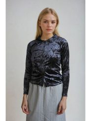 Monki Bluzka w kolorze granatowym rozmiar: S. Niebieskie bluzki damskie Monki, s, bez wzorów, bez kołnierzyka, bez ramiączek. Za 38.95 zł.
