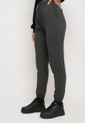 Ciemnoszare Spodnie Dresowe z Wysokim Stanem Ozdobione Sznurkiem Delorise. Szare spodnie dresowe damskie Born2be, l, bez wzorów, z dresówki. Za 34.99 zł.