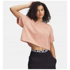 T-Shirt Damski Under Armour Koszulka Sportowa Crop Top. Czerwone koszulki sportowe damskie Under Armour, bez wzorów, bez ramiączek, do biegania. Za 189.99 zł.