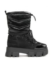 Aldo Trzewiki Nordica 13672375 Czarny. Czarne botki damskie ALDO, z materiału, bez obcasa, na płaskiej podeszwie, bez zapięcia. Za 379.99 zł.