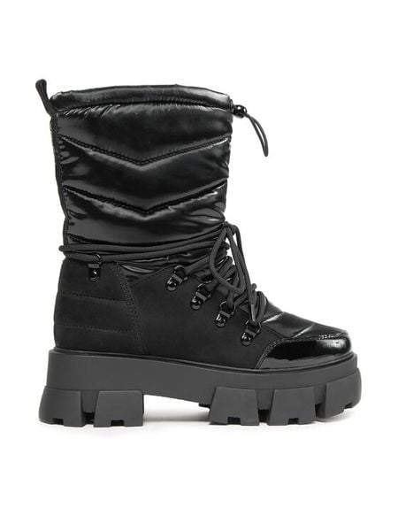 Aldo Trzewiki Nordica 13672375 Czarny. Czarne botki damskie ALDO, z materiału, bez obcasa, na płaskiej podeszwie, bez zapięcia. Za 379.99 zł.