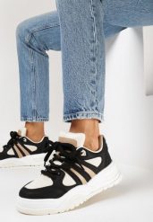 Czarne Sneakersy z Brokatem i Perforacją Kimelle. Czarne obuwie sportowe damskie Born2be, na lato, bez zapięcia. Za 54.99 zł.