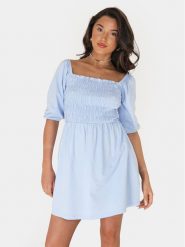Brave Soul Sukienka letnia LDRJ-624FOLLEN Błękitny Straight Fit. Niebieskie sukienki damskie Brave Soul, bez wzorów, z bawełny, bez ramiączek. Za 169.99 zł.