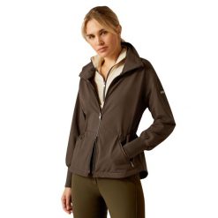 Wodoodporna kurtka jeździecka dla kobiet Ariat Estrade Softshell. Brązowe kurtki sportowe damskie Ariat, l, bez wzorów, z elastanu, bez kaptura. Za 831.50 zł.