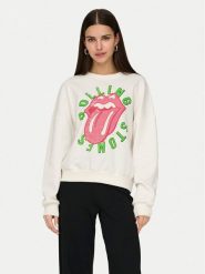 ONLY Bluza Rolling Stones 15345927 Biały Regular Fit. Białe bluzy damskie Only, s, bez wzorów, z syntetyku, bez kaptura. Za 99.99 zł.