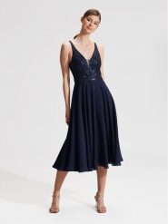 Hey Kyla Sukienka koktajlowa 5AG012HK Granatowy Regular Fit. Niebieskie sukienki damskie Hey Kyla, bez wzorów, z syntetyku, wizytowe, bez ramiączek. Za 449.99 zł.