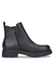 Rieker Sztyblety Z9150-00 Czarny. Czarne botki damskie Rieker, ze skóry, bez obcasa, na płaskiej podeszwie, bez zapięcia. Za 359.99 zł.