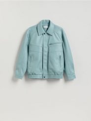 Kurtka z imitacji skóry - jasnoniebieski. Niebieskie kurtki damskie Reserved, l, bez wzorów, ze skóry, bez kaptura. Za 259.99 zł.