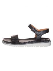 Ara Shoes Skórzane sandały w kolorze czarnym rozmiar: 40. Czarne sandały damskie Ara Shoes, bez wzorów, z otwartym noskiem, bez obcasa, bez zapięcia. Za 150.72 zł.