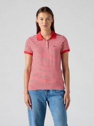 Levi's Koszulka polo w kolorze czerwono-białym rozmiar: S. Czerwone bluzki damskie Levi's, s, bez wzorów, bez kołnierzyka, bez ramiączek. Za 63.95 zł.