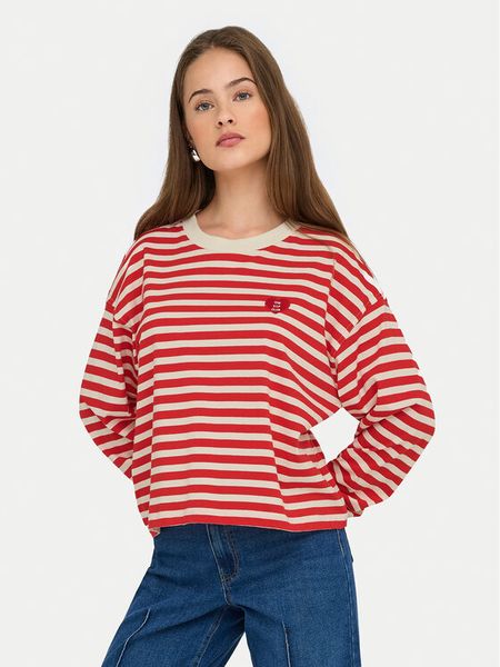 ONLY Bluzka Livina 15359682 Czerwony Regular Fit. Czerwone bluzki damskie Only, xs, bez wzorów, z bawełny, bez kołnierzyka, bez ramiączek. Za 69.99 zł.