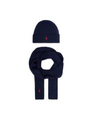Polo Ralph Lauren Zestaw szalik i czapka 7,10951E+11 Granatowy. Niebieskie czapki damskie Polo Ralph Lauren, na zimę, bez wzorów, z wełny. Za 859.99 zł.