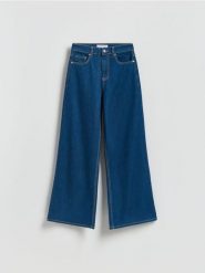 Jeansy wide leg - granatowy. Niebieskie jeansy damskie Reserved. Za 149.99 zł.