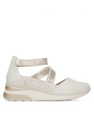 Remonte Półbuty D2411-81 Beżowy. Brązowe czółenka damskie Remonte, bez wzorów, ze skóry, bez obcasa, na koturnie. Za 369.99 zł.