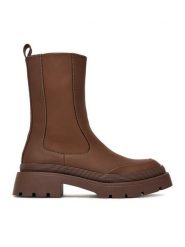 DeeZee Botki 13096-10 Brązowy. Brązowe botki damskie DeeZee, z materiału, bez obcasa, na płaskiej podeszwie, bez zapięcia. Za 179.99 zł.