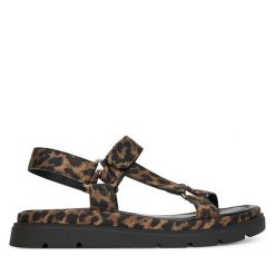 Sandały Tamaris. Brązowe sandały damskie Tamaris, bez wzorów, bez obcasa, na koturnie, bez zapięcia. Za 219.99 zł.