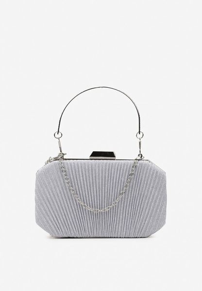 Srebrna Brokatowa Torebka Kopertówka o Owalnym Kształcie z Marszczeniami Llorentia. Szare torebki klasyczne damskie Born2be, bez dodatków. Za 89.99 zł.