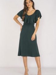 Sukienka Model A659 Bottle Green - awama. Zielone sukienki damskie Awama, bez wzorów, z elastanu, eleganckie, bez ramiączek. Za 276.30 zł.