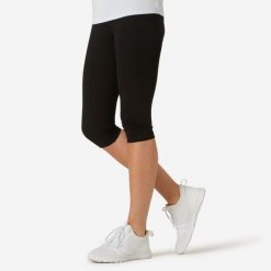 Legginsy krótkie fitness damskie Domyos 500 slim. Czarne legginsy damskie DOMYOS, l, bez wzorów, z bawełny. Za 39.99 zł.