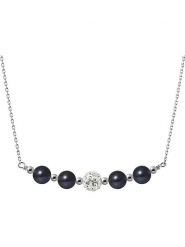 Pearline Srebrny naszyjnik z kryształkami i perłami w kolorze tahiti - dł. 38 cm rozmiar: onesize. Czarne naszyjniki damskie Pearline, z kryształem, srebrne. Za 173.99 zł.