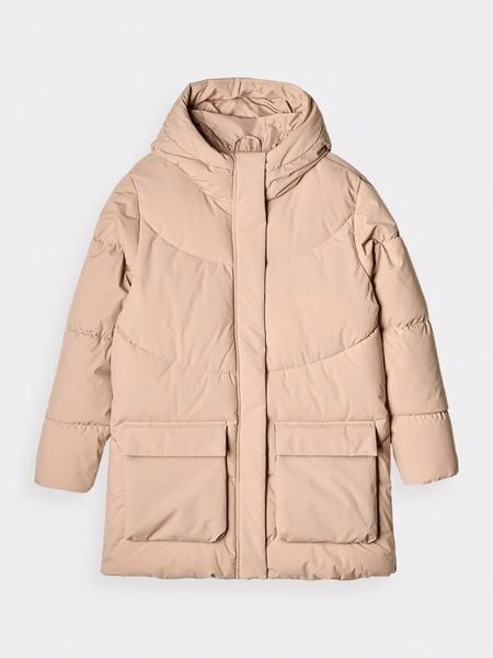 4F Kurtka puchowa w kolorze beżowym rozmiar: M. Brązowe kurtki damskie 4F, m, bez wzorów, z puchu, bez kaptura. Za 179.22 zł.