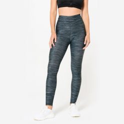 Legginsy fitness damskie Domyos w panterkę melanż. Szare legginsy damskie DOMYOS, l, bez wzorów, z elastanu. Za 69.99 zł.