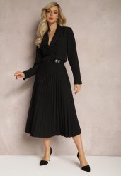 Czarna Spódnica Plisowana z Paskiem Nanie. Czarne spódnice damskie Renee, na co dzień, z aplikacjami, eleganckie, midi. Za 79.99 zł.