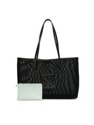 Calvin Klein Torebka Emblem Mesh Tote LV04F3380G Czarny. Czarne torebki klasyczne damskie Calvin Klein, z materiału, bez dodatków. Za 529.99 zł.