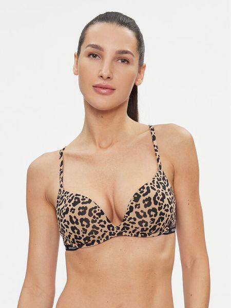 Guess Biustonosz z fiszbiną O3YC00 KBUT0 Brązowy. Brązowe biustonosze Guess, z aplikacjami, z syntetyku. Za 129.99 zł.