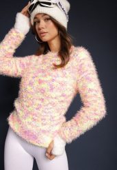 Żółto-Różowy Sweter Wełniany Sissilla. Żółte swetry klasyczne damskie Renee, z tkaniny, bez kołnierzyka. Za 54.99 zł.