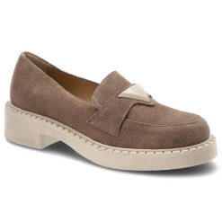 Mokasyny damskie Lamanti, naturalna skóra zamszowa skórzana wkładka i wnętrze wsuwana konstrukcja, beżowe, 877. Brązowe mokasyny damskie LAMANTI, ze skóry, bez obcasa. Za 305.99 zł.