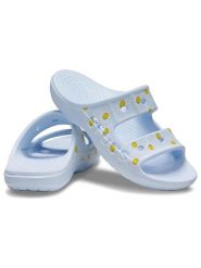 Crocs Klapki "Baya" w kolorze błękitno-żółto-białym rozmiar: 38/39. Niebieskie klapki damskie Crocs, bez wzorów, z otwartym noskiem, bez obcasa, bez zapięcia. Za 131.74 zł.