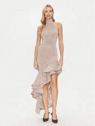 Simona Corsellini Sukienka koktajlowa P25CEAB05701 Złoty Slim Fit. Żółte sukienki damskie SIMONA CORSELLINI, bez wzorów, z syntetyku, wizytowe, bez ramiączek. Za 1,209.00 zł.