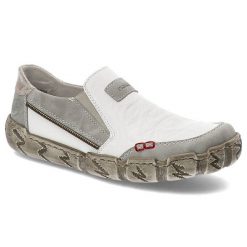 Białe Półbuty Rieker Wygodne Buty Damskie. Białe półbuty damskie Rieker, na wiosnę, bez wzorów, ze skóry, bez obcasa, bez zapięcia. Za 259.00 zł.