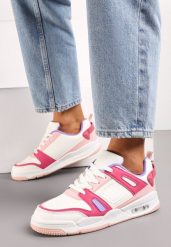 Biało-Różowe Sneakersy Sportowe ze Wstawkami z Ekoskóry Isadona. Białe obuwie sportowe casual damskie Born2be, bez zapięcia. Za 84.99 zł.