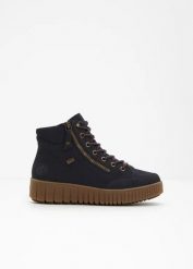 Wysokie sneakersy marki Rieker z membraną Tex. Niebieskie obuwie sportowe casual damskie bonprix, bez zapięcia. Za 389.99 zł.