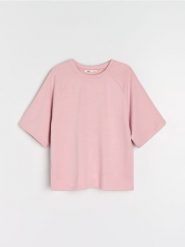 Bluza z domieszką wiskozy - różowy. Czerwone bluzy damskie Sinsay, l, bez wzorów, z dzianiny, bez kaptura. Za 39.99 zł.