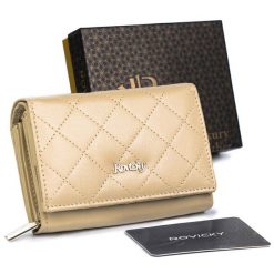 Portfel skórzany Rovicky [DH] R-RD-02-GCL-Q beżowy. Brązowe portfele damskie ROVICKY, bez wzorów, ze skóry. Za 89.99 zł.