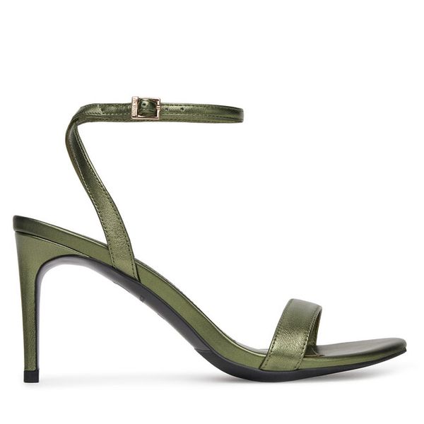 Sandały Eva Minge. Zielone sandały damskie Eva Minge, bez wzorów, bez obcasa, na szpilce, bez zapięcia. Za 429.99 zł.