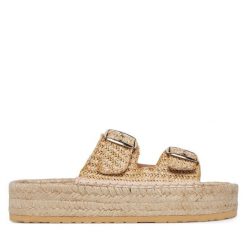 Espadryle LOVE MOSCHINO. Brązowe espadryle damskie Love Moschino, bez wzorów, bez obcasa. Za 439.99 zł.