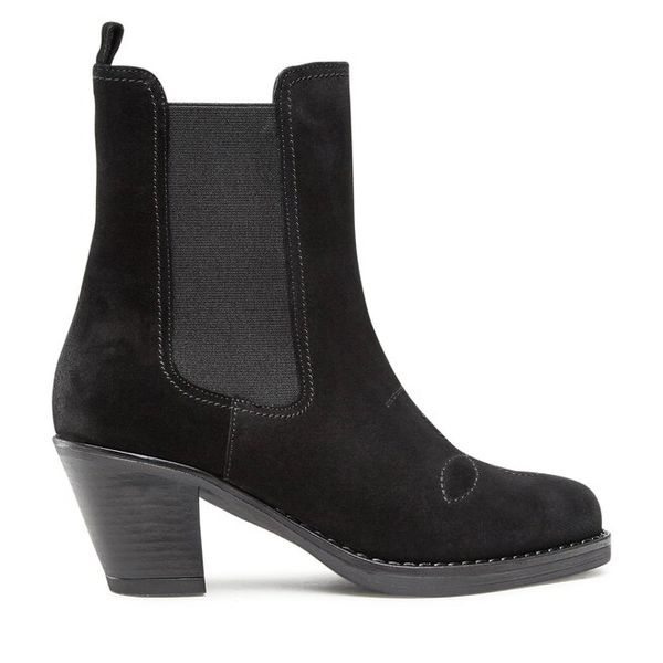 Botki Simple. Czarne botki damskie Simple, bez obcasa, na słupku, bez zapięcia. Za 329.99 zł.