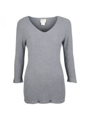 Toy-G Sweter "V-neck" | TS10212 | Kobieta | Szary. Szare swetry klasyczne damskie Toy G, m, z bawełny, bez kołnierzyka. W wyprzedaży za 189.00 zł.