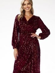 Sukienka Model A699 Claret - awama. Sukienki damskie Awama, bez wzorów, z weluru, bez ramiączek. Za 563.97 zł.
