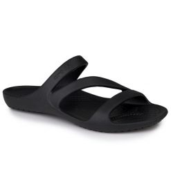 Klapki damskie Crocs KADEE II. Czarne klapki damskie Crocs, bez wzorów, bez obcasa, bez zapięcia. W wyprzedaży za 139.00 zł.