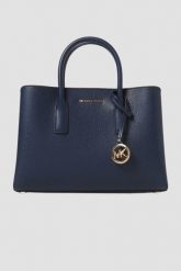 MICHAEL KORS Granatowa torebka SM Satchel. Niebieskie torebki klasyczne damskie Michael Kors, ze skóry, małe, bez dodatków. W wyprzedaży za 1,029.99 zł.